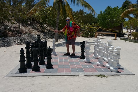 The Pirate showing off some chess moves?