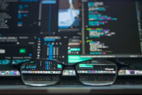 a pair of glasses with a computer screen showing a computer screen