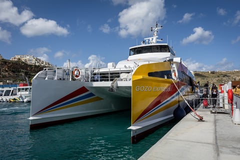 Gozo Highspeed Ferry moored in Mgarr Harbour, Gozo.