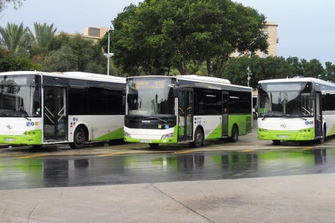 Several Tallinja buses parked up.