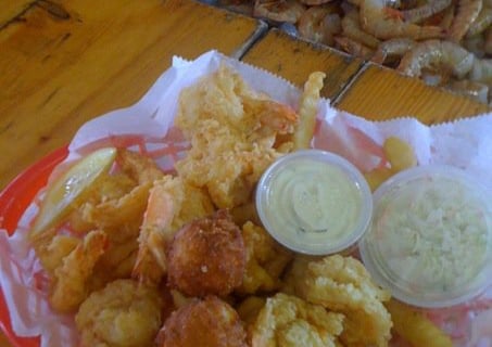 a plate of fried seafood