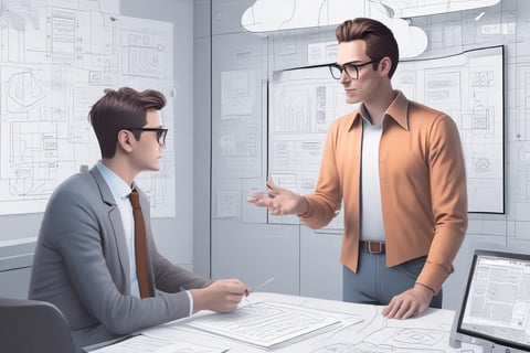a man in a suit and tie is talking to a man in a suit