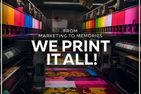a printer machine with the words we print it all