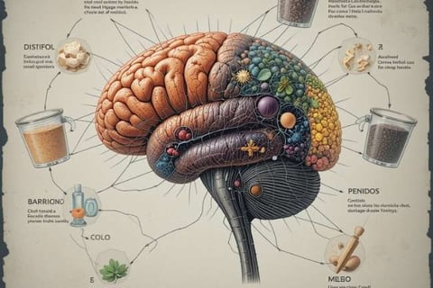 "Infográfico mostrando como alimentos específicos protegem o cérebro contra Alzheimer"