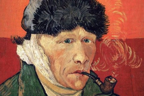  van gogh - a man in a hat and a hat with a pipe pipe smoking a pipe