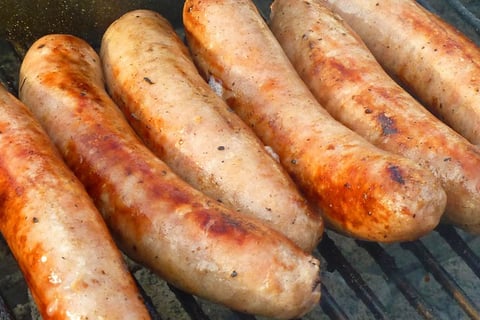 bratwurst on the grill