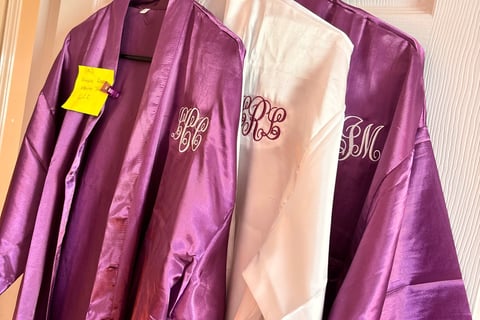 Bridal satin robes with monogram