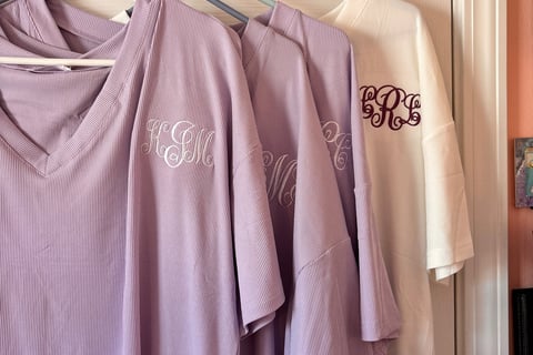 Bridal lounge pajamas with monogram