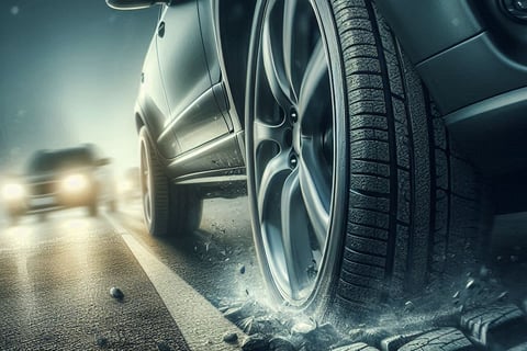 Car driving smoothly on the road, showing tire wear benefits.