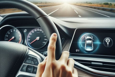 Driver using cruise control on a highway.