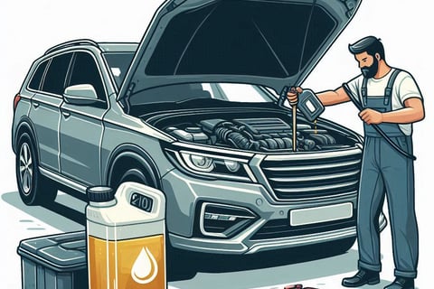 Mechanic checking car engine oil level with a dipstick