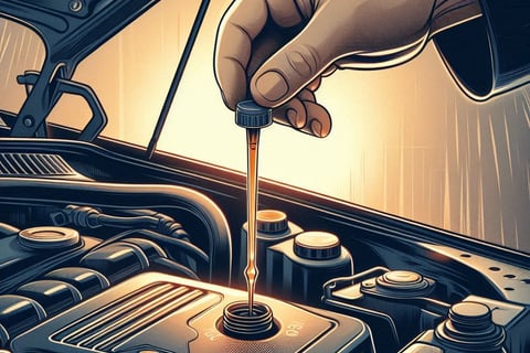 Person using a dipstick to check the car’s oil level and condition