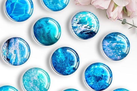 Glass magnets with ocean and water pictures