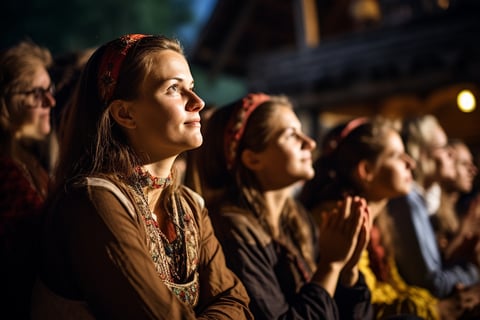 Slovenian locals watching a cultural performance