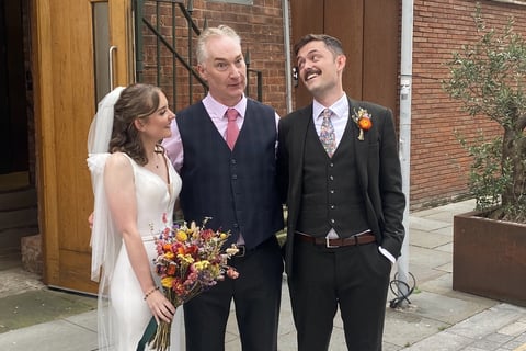 David Allbutt Celebrant with Couple After Their Wedding Ceremony