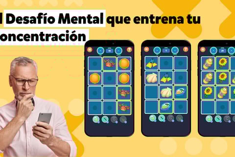 Screenshot de MemoGames mostrando el texto El desafio mental que entrena tu concentracion