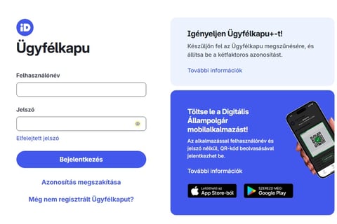 Ügyfélkapu+ regisztráció 2. lépés