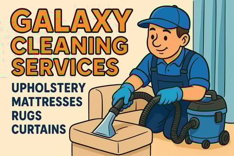 a man cleaning a couch with a vacuum cleaner