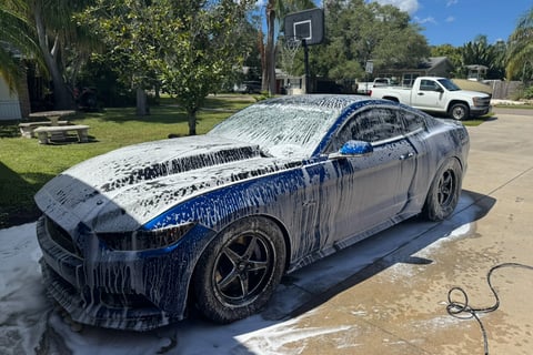 Mustang Covered In Soap After Being Washed