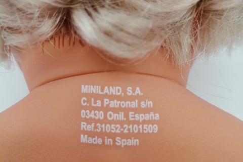 Marking on the back of a Miniland doll