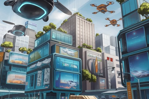 Imagem futurista da IA sendo aplicada em diversas área