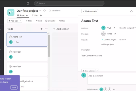 Tela de Gestão da Sprint da Asana IA (Fonte: Asana)