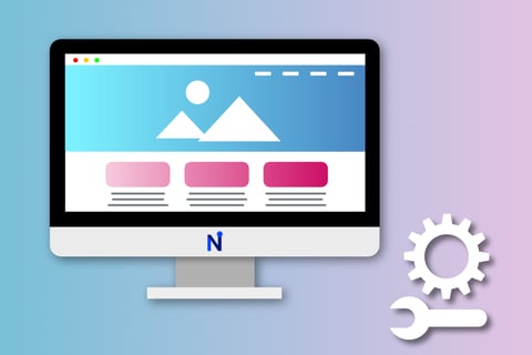 Illustration d'un écran d'ordinateur sur une page d'accueil de site web et des outils de maintenance