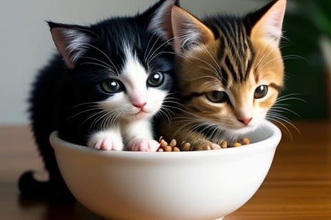 Nutritious cat food in a bowl.