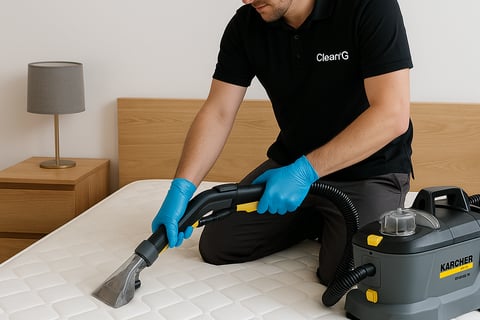Agent Clean'G en train de nettoyer un matelas à Rennes