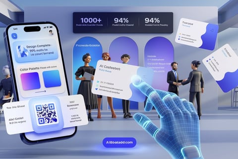 Comparison: Manual design struggles vs AI-powered instant business card creation"