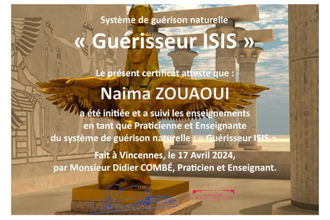 Déesse Isis ailée, symbole de fertilité et de guérison dans un décor de l'Égypte antique