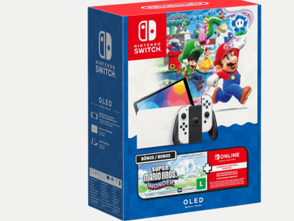 Nintendo, Console, Switch Oled + Super Mario Bros. Wonder + 12 Meses Assinatura Nintendo Switch Onli