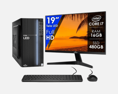 Computador Completo Intel Core i7 16GB SSD 480GB Monitor 19" 4 Núcleos Super Turbo Pc 