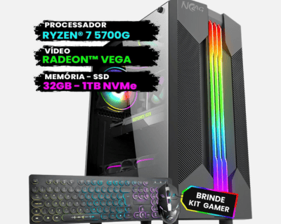 Pc Gamer Computador Completo NoLag Amd Ryzen 7, Radeon™ Graphics Vega, 32GB Ram, SSD 1TB NVMe, Gabin