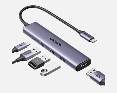 UGREEN Revodok 105 USB C Hub 5 em 1 adaptador multiporta 4K HDMI, 3 portas de dados USB-A, dongle US