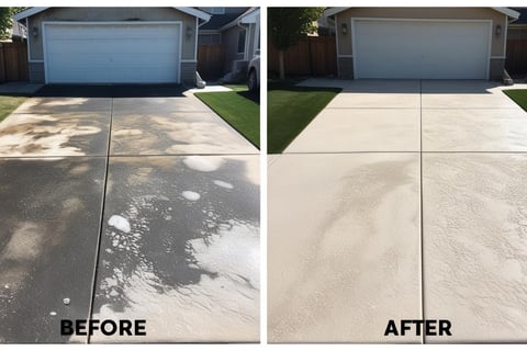 before and after pressure washing driveway in Sandy, UT by PEAKWASH