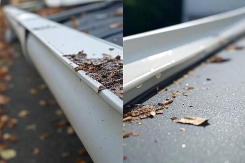 before and after gutter cleaning in salt lake city by peak wash