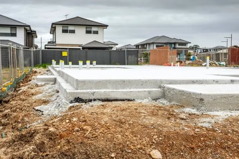 a concrete slab foundation foundation for a house