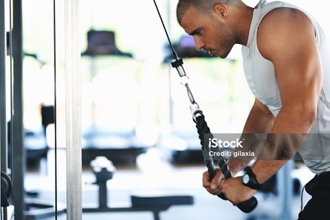 man doing triceps exercise