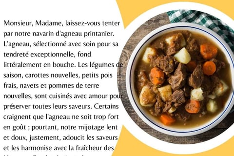 Exemple argumentation commerciale navarin agneau