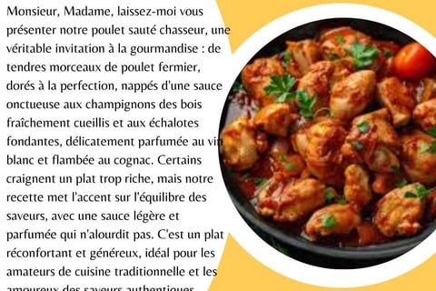 Exemple argumentation commerciale poulet sauté chasseur