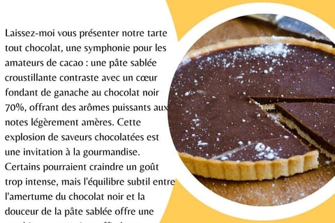 Exemple argumentation commerciale tarte au chocolat