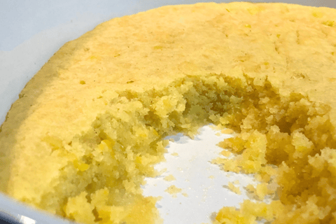 Moist Mexican corn cake in casserole pan