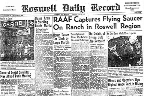 1947 July Roswell Daily Record UFO 