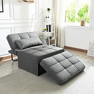 Convertible Sofa Bed Adjustable Comfortable Backrest Footstool Home