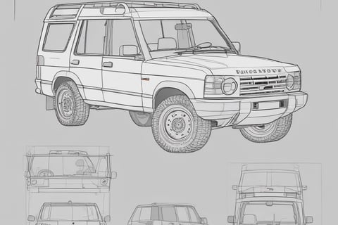 a drawing of a car with a line drawing of a car