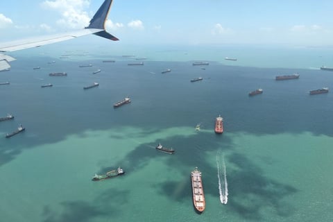 Approaching Singapore from the air