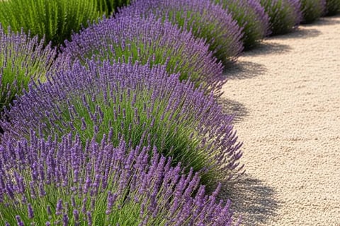 lavanda remarcando el camino de jardín pozuelo