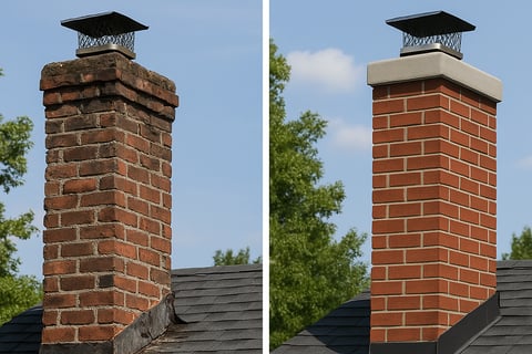 a chimney top chimney with a chimney cap on top of it