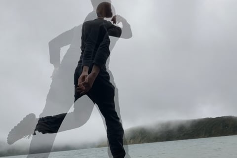 A dancer with traces, showing imagined lines.